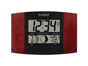 LA CROSSE TECHNOLOGY WS-8117U-IT-C Digital Atomic Wall Clock (Indoor/Outdoor Temperature; Cherry Wood Finish) LA CROSSE TECHNOLOGY WS-8117U-IT-C Digital Atomic Wall Clock (Indoor/Outdoor Temperature; Cherry Wood Finish)