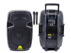 Kalo 215MIC 5 Inch 1600 Watt 2 Way Battery Powered Bluetooth Speaker PA System with USB/SD Readers, Remote Control and VHF Microphone Kalo 215MIC 5 Inch 1600 Watt 2 Way Battery Powered Bluetooth Speaker PA System with USB/SD Readers, Remote Control and VHF Microphone