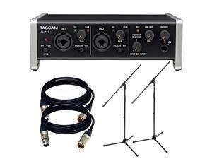 TASCAM US-2x2 USB 2.0 Audio MIDI Interface. W/ XLR Cable and 2 Mic Stand. TASCAM US-2x2 USB 2.0 Audio MIDI Interface. W/ XLR Cable and 2 Mic Stand.
