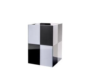 Bennett "Checkerboard" Trash Can, Small Office Acrylic Wastebasket, Square Shape Bennett "Checkerboard" Trash Can, Small Office Acrylic Wastebasket, Square Shape