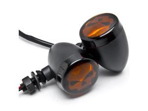 Krator® 2pc Skull Lens Black Motorcycle Turn Signals Bulb For Vespa GTS GTV 250 300 Krator® 2pc Skull Lens Black Motorcycle Turn Signals Bulb For Vespa GTS GTV 250 300