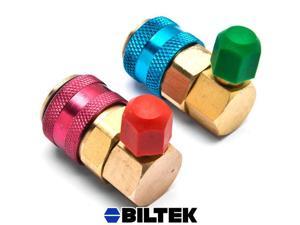 Biltek R134a A/C Manifold Gauge Conversion Kit High Low Angle Quick Adapter ACME Biltek R134a A/C Manifold Gauge Conversion Kit High Low Angle Quick Adapter ACME