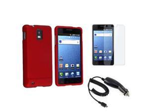 For Samsung Infuse 4G Phone Red Rubber Hard Case Cover+LCD Film+Car Charger For Samsung Infuse 4G Phone Red Rubber Hard Case Cover+LCD Film+Car Charger