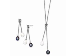 Sterling Silver Freshwater Cultured Pearl Knot 18in. Necklace & Earring Set. Sterling Silver Freshwater Cultured Pearl Knot 18in. Necklace & Earring Set.