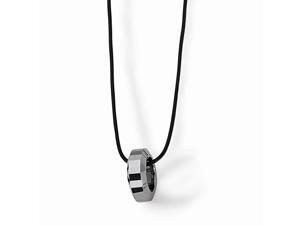Tungsten Polished Leather Cord Necklace (18in long) Tungsten Polished Leather Cord Necklace (18in long)