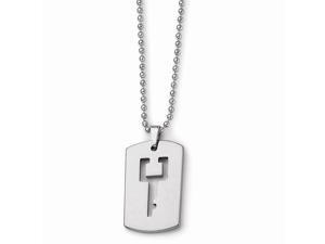 Tungsten Dog Tag with Key Cut-out Necklace (22in long) Tungsten Dog Tag with Key Cut-out Necklace (22in long)