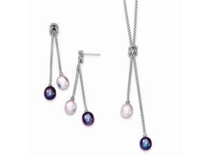 Sterling Silver Freshwater Cultured Pearl Knot 18in. Necklace & Earring Set. Sterling Silver Freshwater Cultured Pearl Knot 18in. Necklace & Earring Set.