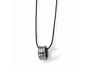 Tungsten Polished Leather Cord Necklace (18in long) Tungsten Polished Leather Cord Necklace (18in long)