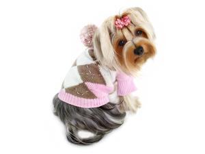 Argyle Pattern Hoodie Sweater with Pompo (Pink) Argyle Pattern Hoodie Sweater with Pompo (Pink)