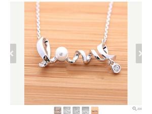 Fashion Gold Plated Pendants Necklaces, Elegant Pearl Crystal Love Pendant Link Chain Necklaces for Girls(Silver) Fashion Gold Plated Pendants Necklaces, Elegant Pearl Crystal Love Pendant Link Chain Necklaces for Girls(Silver)
