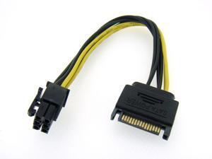 HQmade SATA to PCI-Express Power Cable - SATA 15-Pin Male to PCI-E 6-Pin Female Converter - Power supply to PCI-E - 8" HQmade SATA to PCI-Express Power Cable - SATA 15-Pin Male to PCI-E 6-Pin Female Converter - Power supply to PCI-E - 8"