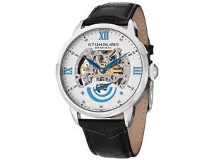 Stuhrling Men's 44mm Black Calfskin Stainless Steel Case Date Watch 574.01 Stuhrling Men's 44mm Black Calfskin Stainless Steel Case Date Watch 574.01