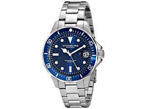 Stuhrling Men's 39mm Silver Steel Bracelet & Case Quartz Date Watch 664.02 Stuhrling Men's 39mm Silver Steel Bracelet & Case Quartz Date Watch 664.02