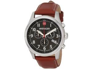 Wenger Men's 43mm Chronograph Brown Calfskin Stainless Steel Case Watch 0543.102 Wenger Men's 43mm Chronograph Brown Calfskin Stainless Steel Case Watch 0543.102