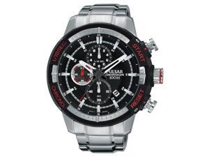 PULSAR MEN'S 47MM STEEL BRACELET & CASE QUARTZ BLACK DIAL ANALOG WATCH PM3047 PULSAR MEN'S 47MM STEEL BRACELET & CASE QUARTZ BLACK DIAL ANALOG WATCH PM3047
