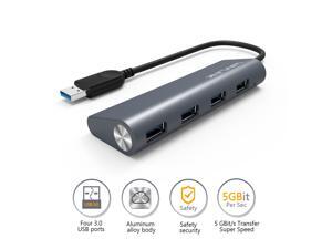 Wavlink Premium USB 3.0 Hub 4-Port Aluminum Silver USB Extension (9.5" Built-in Cable) - Gray Wavlink Premium USB 3.0 Hub 4-Port Aluminum Silver USB Extension (9.5" Built-in Cable) - Gray