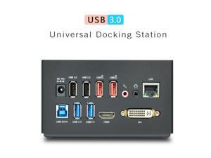 Wavlink Universal USB 3.0 Dual Video Docking Station Plug and Play DisplayLink Share DVI 1080P HDMI w/ USB Hub, Quick Charging, Gigabit LAN, Mic Ports - Black Wavlink Universal USB 3.0 Dual Video Docking Station Plug and Play DisplayLink Share DVI 1080P HDMI w/ USB Hub, Quick Charging, Gigabit LAN, Mic Ports - Black