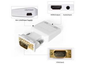 Wavlink VGA Male to HDMI Female 1080P VGA to HDMI Converter Adapter Box Audio Port VGA Extension Cable Mini USB Power Cable 3.5mm Audio Cable Included VGA/HDMI For DVD/PC/Laptop/TV/Monitor Wavlink VGA Male to HDMI Female 1080P VGA to HDMI Converter Adapter Box Audio Port VGA Extension Cable Mini USB Power Cable 3.5mm Audio Cable Included VGA/HDMI For DVD/PC/Laptop/TV/Monitor