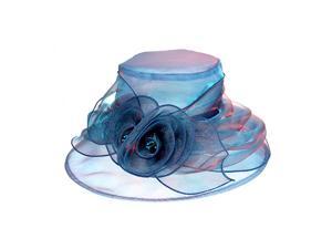 Womens lady Wedding Party Organza Derby Hat Blue Womens lady Wedding Party Organza Derby Hat Blue