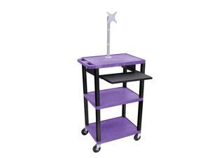 H. Wilson Mobile Computer Multimedia AV Presentation Cart Desk Black Monitor Mount Stand Front Pull Out Tray Purple H. Wilson Mobile Computer Multimedia AV Presentation Cart Desk Black Monitor Mount Stand Front Pull Out Tray Purple