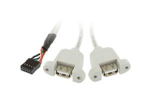 9 Pin Internal Header to 2x USB 2.0 AF Mount Pannel Cable, Length: 30cm 9 Pin Internal Header to 2x USB 2.0 AF Mount Pannel Cable, Length: 30cm