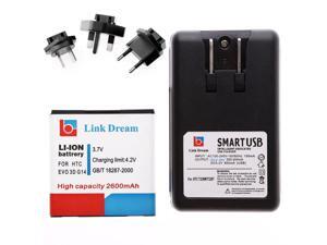 Link Dream 3.7V 2600mAh Li-ion Battery + US Plug Battery Charger for HTC + EU Plug & AU Plug & UK Plug Adapters for HTC EVO 3D / G14 Link Dream 3.7V 2600mAh Li-ion Battery + US Plug Battery Charger for HTC + EU Plug & AU Plug & UK Plug Adapters for HTC EVO 3D / G14