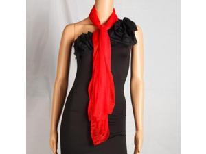 Fashion Lady Oblong Pure Color Chiffon Silk Scarf Red Fashion Lady Oblong Pure Color Chiffon Silk Scarf Red