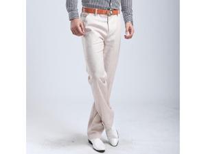 Stylish Sacks Flax Mens Pants Casual Business Straight Trousers Khaki 34 Stylish Sacks Flax Mens Pants Casual Business Straight Trousers Khaki 34