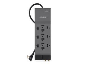 Belkin 12 Outlet Home/Office Surge Protector with 10-Foot cord and Phone/Ethernet/Coaxial Protection plus Extended Cord, BE112234-10 Belkin 12 Outlet Home/Office Surge Protector with 10-Foot cord and Phone/Ethernet/Coaxial Protection plus Extended Cord, BE112234-10