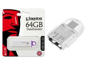 Kingston 64GB DataTraveler G4 64G 64 G USB 3.0 Flash Pen Thumb Drive DTIG4/64GB w/ OTG ADAPTER Kingston 64GB DataTraveler G4 64G 64 G USB 3.0 Flash Pen Thumb Drive DTIG4/64GB w/ OTG ADAPTER