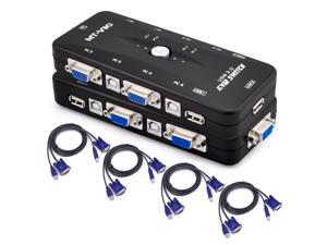 iKKEGOL USB 2.0 4-Port Monitor VGA SVGA KVM Switch Box + 4 KVM Cables for PC Keyboard Mouse - Black iKKEGOL USB 2.0 4-Port Monitor VGA SVGA KVM Switch Box + 4 KVM Cables for PC Keyboard Mouse - Black