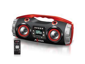 Axess Heavy Bass Portable Bazooka Bluetooth Boombox Speaker USB CD FM MP3 RED Axess Heavy Bass Portable Bazooka Bluetooth Boombox Speaker USB CD FM MP3 RED