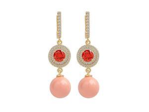 Babao Jewelry Pink Pearl White Red Round 18K Champagne Gold Plated Sparkling Swarovski Elements CZ Crystal Dangle Earrings Babao Jewelry Pink Pearl White Red Round 18K Champagne Gold Plated Sparkling Swarovski Elements CZ Crystal Dangle Earrings