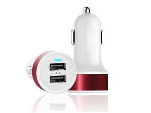 Car Charger, 2.1A Dual USB Port Car Charger Portable Travel Charger Rapid Car Charger Auto Adapter for iPhone 6 Plus/6/5S/5/4, iPad, Samsung Galaxy, Smart Phone, Tablets White &Red Car Charger, 2.1A Dual USB Port Car Charger Portable Travel Charger Rapid Car Charger Auto Adapter for iPhone 6 Plus/6/5S/5/4, iPad, Samsung Galaxy, Smart Phone, Tablets White &Red