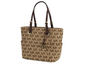Michael Kors Jet Set East West Logo Satchel Tote - Beige / Mocha Michael Kors Jet Set East West Logo Satchel Tote - Beige / Mocha