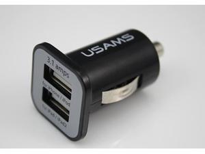 USAMS Compact High Output Dual USB Car Charger - 3.1A Output Ideal for Charging iPad, iPad 2, Galaxy, iPhone, HTC, Droid, GPS, and Other Tablets, Smart Phones and USB Powered Devices (black) USAMS Compact High Output Dual USB Car Charger - 3.1A Output Ideal for Charging iPad, iPad 2, Galaxy, iPhone, HTC, Droid, GPS, and Other Tablets, Smart Phones and USB Powered Devices (black)