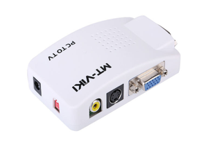Original MT-VIKI White PC VGA to AV TV RCA S-Video Converter Switch Box Adapter Original MT-VIKI White PC VGA to AV TV RCA S-Video Converter Switch Box Adapter