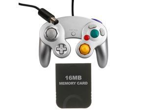 Silver Wired Game Controller + 16MB Memory Card for Nintendo Gamecube GC Wii Silver Wired Game Controller + 16MB Memory Card for Nintendo Gamecube GC Wii