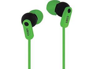 Coby CV-E108GRN Tangle Free Splash Stereo Earbuds CVE108 Green Coby CV-E108GRN Tangle Free Splash Stereo Earbuds CVE108 Green