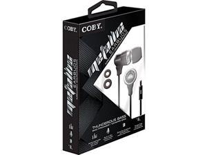 Coby CVE-128-BLK Tangle-Free Flat Cable Metal Stereo Earbuds, Black Coby CVE-128-BLK Tangle-Free Flat Cable Metal Stereo Earbuds, Black