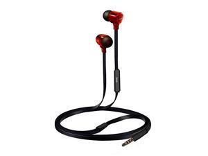 Coby CVE-115-RED Tangle Free Flat Cable Stereo Earbuds With Mic, Red Coby CVE-115-RED Tangle Free Flat Cable Stereo Earbuds With Mic, Red