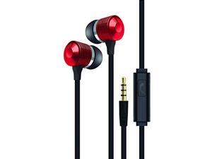 Coby CVE-126-RED Tangle-Free Stereo Earbuds with Built-In Mic, Red Coby CVE-126-RED Tangle-Free Stereo Earbuds with Built-In Mic, Red