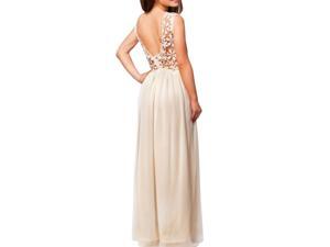 Hot sale floor length chiffon women dresses beige elegant lace evening gown Hot sale floor length chiffon women dresses beige elegant lace evening gown