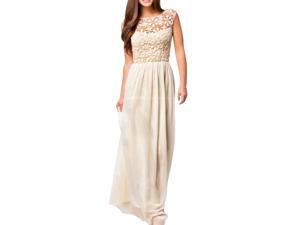 Hot sale floor length chiffon women dresses beige elegant lace evening gown Hot sale floor length chiffon women dresses beige elegant lace evening gown