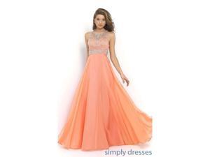 Women's Elegant Backless Beading Prom Dresses Orange L Women's Elegant Backless Beading Prom Dresses Orange L