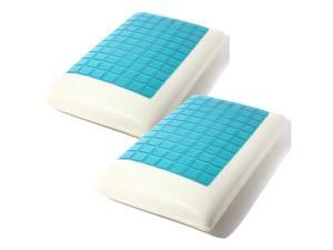 2pcs Queen Solid Piece Memory Foam White Bed Pillows Blue Cooling Comfort Gel White+Blue 50 cm x 30 cm x 7cm 2pcs Queen Solid Piece Memory Foam White Bed Pillows Blue Cooling Comfort Gel White+Blue 50 cm x 30 cm x 7cm