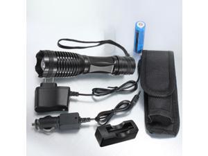 Black 2200LM XM-L T6 LED Zoomable Focus Flashlight Torch Light 5 Modes Waterproof + 3*Charger + 18650 Battery + Flashlight Pouch Black 2200LM XM-L T6 LED Zoomable Focus Flashlight Torch Light 5 Modes Waterproof + 3*Charger + 18650 Battery + Flashlight Pouch