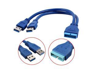 8'' 2-Ports Dual USB 3.0 Type A Male to 20 Pin Header Motherboard Adapter Cable 8'' 2-Ports Dual USB 3.0 Type A Male to 20 Pin Header Motherboard Adapter Cable