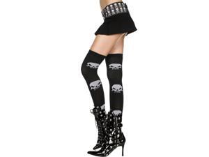 Acrylic Thigh Hi Nylon Big Skull Print Costume Hosiery One Size Acrylic Thigh Hi Nylon Big Skull Print Costume Hosiery One Size
