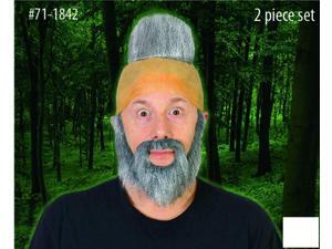 Hunter Man Grey Mohawk Bald Head & Beard Costume Accessory Set One Size Hunter Man Grey Mohawk Bald Head & Beard Costume Accessory Set One Size